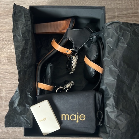 MAJE BIRDY BLACK HAUTE SANDALS SZ 8.5 - Picture 8 of 9